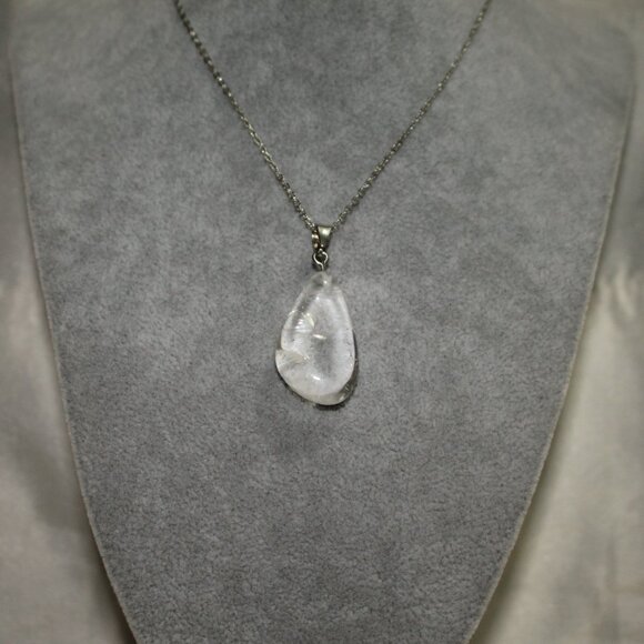 Clear Teardrop Crystal Stone Pendant Necklace – Minimalist & Elegant - Picture 5 of 5